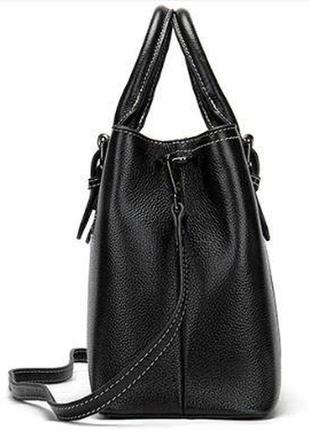 Классическая женская сумка в коже флотар vintage 14861 черная3 фото