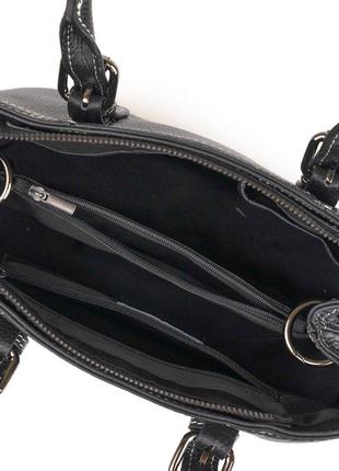 Классическая женская сумка в коже флотар vintage 14861 черная7 фото