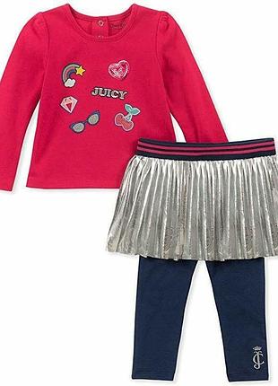 Яскравий костюм juicy couture кофта і лосини-спідниця на дівчинку 9-12 місяців бавовна