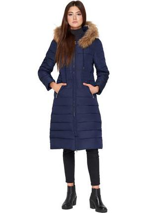 Синяя куртка женская удобная зимняя модель 9615