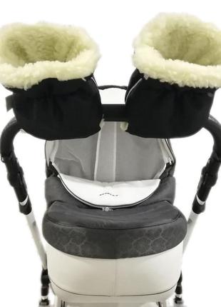 Муфта со змейкой на коляску рукавички на овчине ok style new для коляски черные к