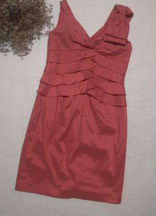 Стильне плаття adrianna papell з бантом на пличе ошатне вечірній марсала пудра кольору