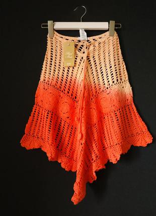 Пончо макраме спідниця накидка шаль парео в'язана колорблок річна mango hand made краше
