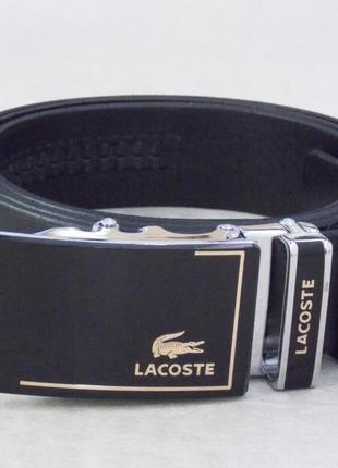 Кожаный мужской ремень lacoste автоматический4 фото