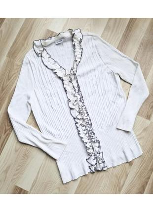 Роскошная трикотажная блуза кардиган белый basler жіноча блуза1 фото