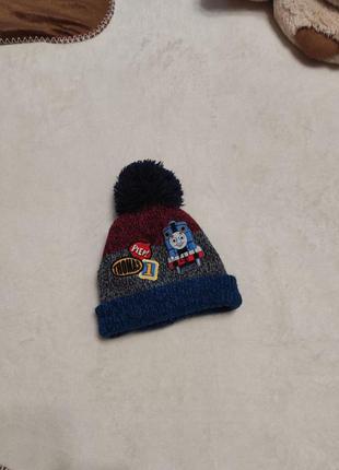 Тепла зимова шапка з принтом для хлопчика на 2-3 р.1 фото