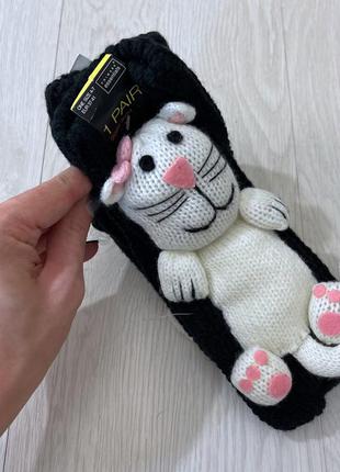Нові шкарпетки з котиками primark теплі зі стоперами 37-41с нашивкою іграшкою