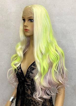 Парик на сетке lace front wig разноцветный длинный волнистый / перука на сітці різнокольорова довга3 фото