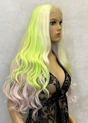 Парик на сетке lace front wig разноцветный длинный волнистый / перука на сітці різнокольорова довга2 фото