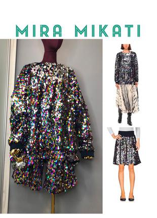 Mira mikati дизайнерский костюм блестящий боксёрские шорты блуза пайетки разноцветный1 фото