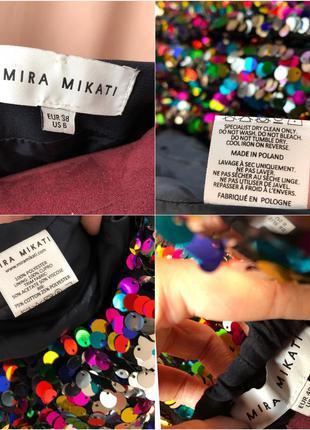 Mira mikati дизайнерский костюм блестящий боксёрские шорты блуза пайетки разноцветный3 фото