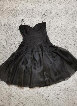 Вечернее черное пышное платье, шелк, карен миллен1 фото