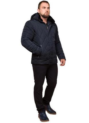 Куртка чоловіча осінньо-зимова стьобана з капюшоном - braggart 19121 темно-синій колір 48 (m)