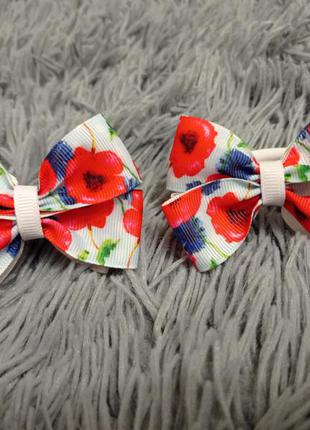 Резиночки бантики с маками