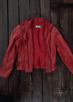 Кожаная куртка navyboot, кожаная красная куртка3 фото
