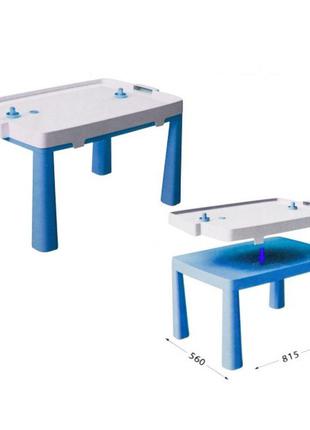 Пластиковый стол с насадкой для аэрохоккея+комплект для игр голубой doloni  04580/1