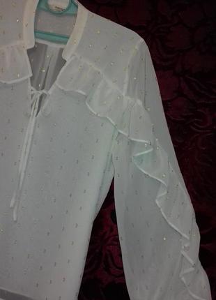 Романтическая блузка с рюшами молочного цвета / блуза с длинными пышными рукавами2 фото