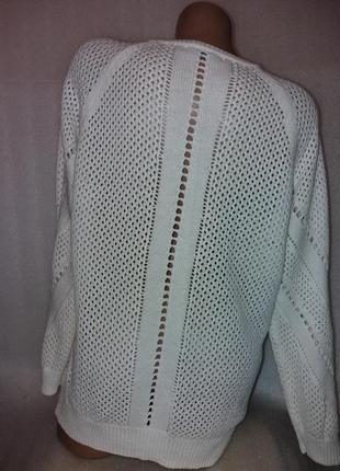 Красивый нарядный белый ажурный свитер р.12/404 фото