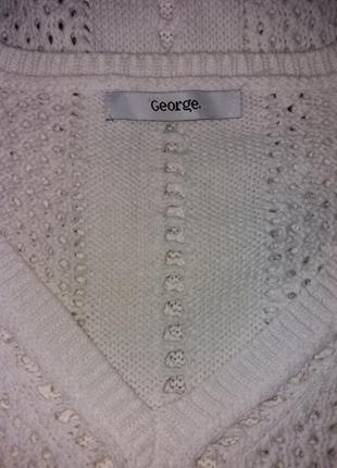 Красивый нарядный белый ажурный свитер р.12/405 фото