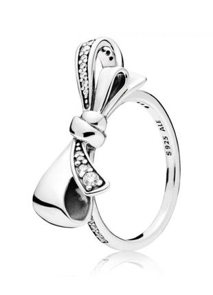 Кольцо пандора серебряное с бантом бантиком с камнями камешками сверкающий бант серебро проба 925 новое с биркой