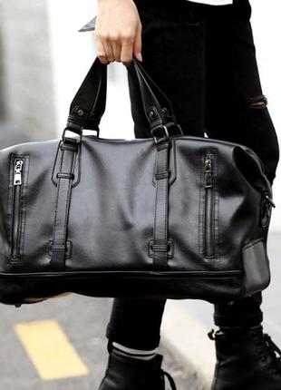 Стильна чоловіча міська сумка з екошкіри aliri-00410 чорна