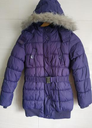 Подовгаста куртка фіолетового кольору