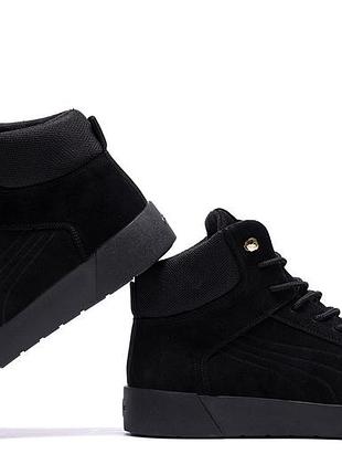 Чоловічі зимові шкіряні черевики puma black8 фото