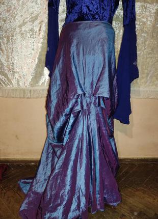 Готическая юбка из тафты с переливом хамелеон с драпировкой3 фото