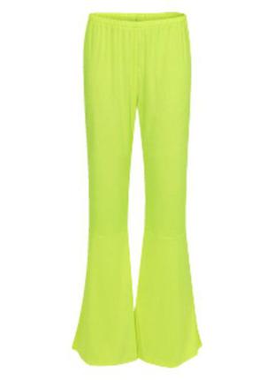 Яркие брюки клеш 134/140 ярко-салатовые карнавальные штаны