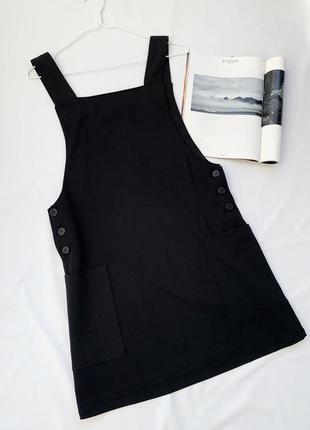 Сарафан, платье, черный, черное, с карманами, terranova