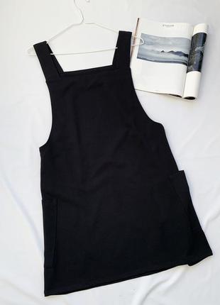 Сарафан, платье, черный, черное, с карманами, terranova2 фото