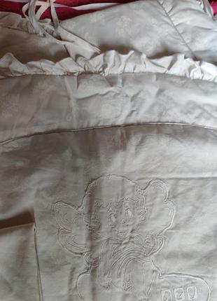Комплект постільної білизни в дитячу ліжечко + бортики+ балдахін з ангелами аму6 фото