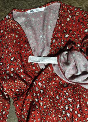 Zara платье миди с разрезом в анималистической принт s8 фото