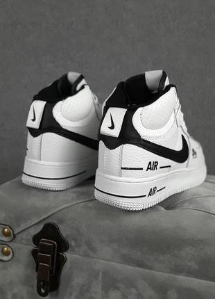 Жіночі кросівки nike air force 1 double air високі білі з чорним еврозим / жіночі кросівки найк7 фото