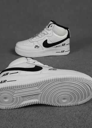 Жіночі кросівки nike air force 1 double air високі білі з чорним еврозим / жіночі кросівки найк6 фото