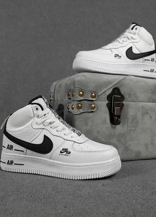 Жіночі кросівки nike air force 1 double air високі білі з чорним еврозим / жіночі кросівки найк2 фото