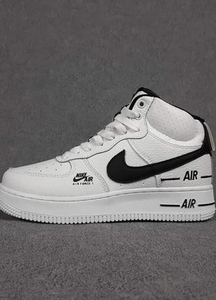 Жіночі кросівки nike air force 1 double air високі білі з чорним еврозим / жіночі кросівки найк8 фото