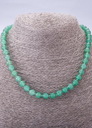 Намисто з натурального тонованого каменю нефрит