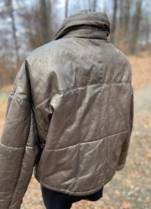 Фирменная тёплая  кожаная стильная качественная натуральная куртка4 фото