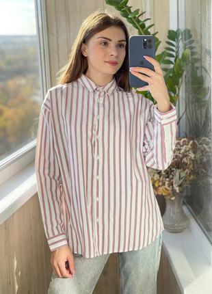 Свободная белая рубашка в полоску 1+1=3