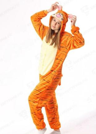 Комбинезон, новогодний костюм тигра, махровая пижама1 фото