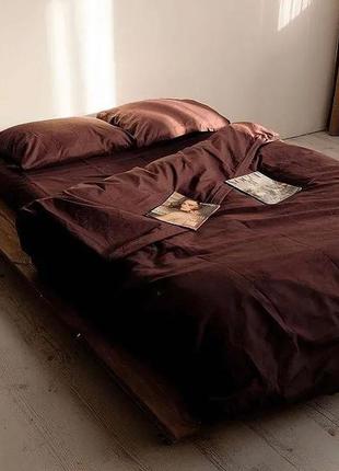Постільна білизна однотонне, комплект, коричневий, 💯 бавовна, є розміри