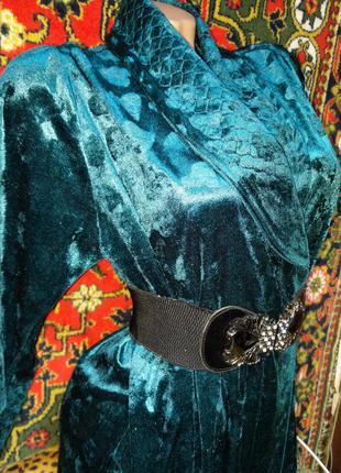 Шикарный бархатный халат на запах красивого изумрудного цвета в сердечки7 фото