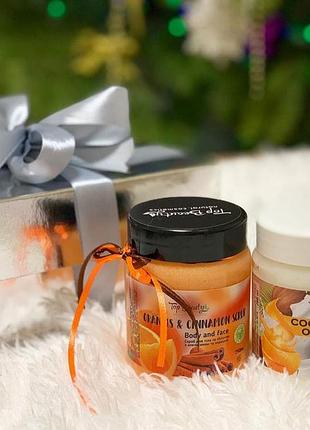 Новорічний набір б'юті бокс box кокосово апельсинове масло і скраб