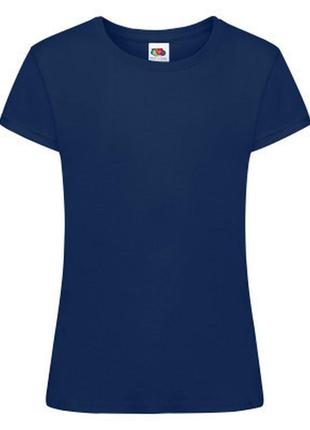 Футболка хлопковая средней плотности мягкая для девочек - 61017-32 темно-синяя