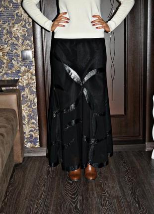 Роскошная шифоновая юбка со вставками кожи тм kapris1 фото