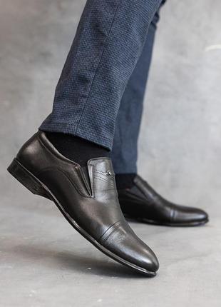Мужские туфли кожаные весна/осень черные vivaro размеры 42, 43, 44 fv_001541