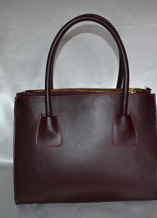 Красивая бордовая кожаная сумка varese2 фото