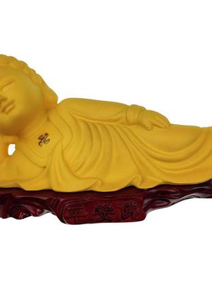 Статуэтка будда думает 17 см желтая (с1197)