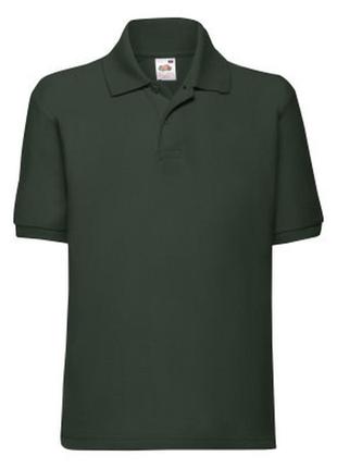 Футболка поло хлопок с полиэстром средней плотности детская - 63417-38 темно-зеленая